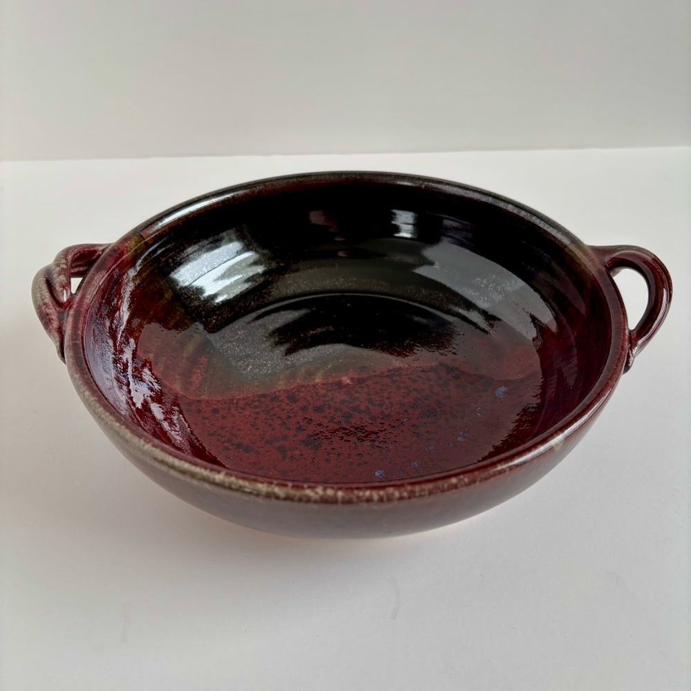 Handmade Hickory Flat Pottery Stoneware Serving Bowl | Signed
